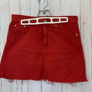 Brandy Melville Red Denim Skirt